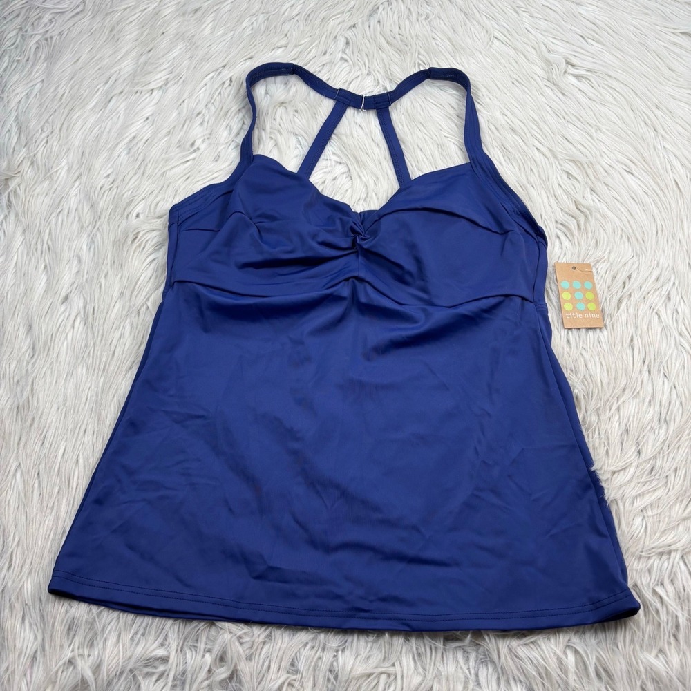 NWT Title Nine Women's 36C Navy Blue Pele Underwire Tankini Top Strappy Swim